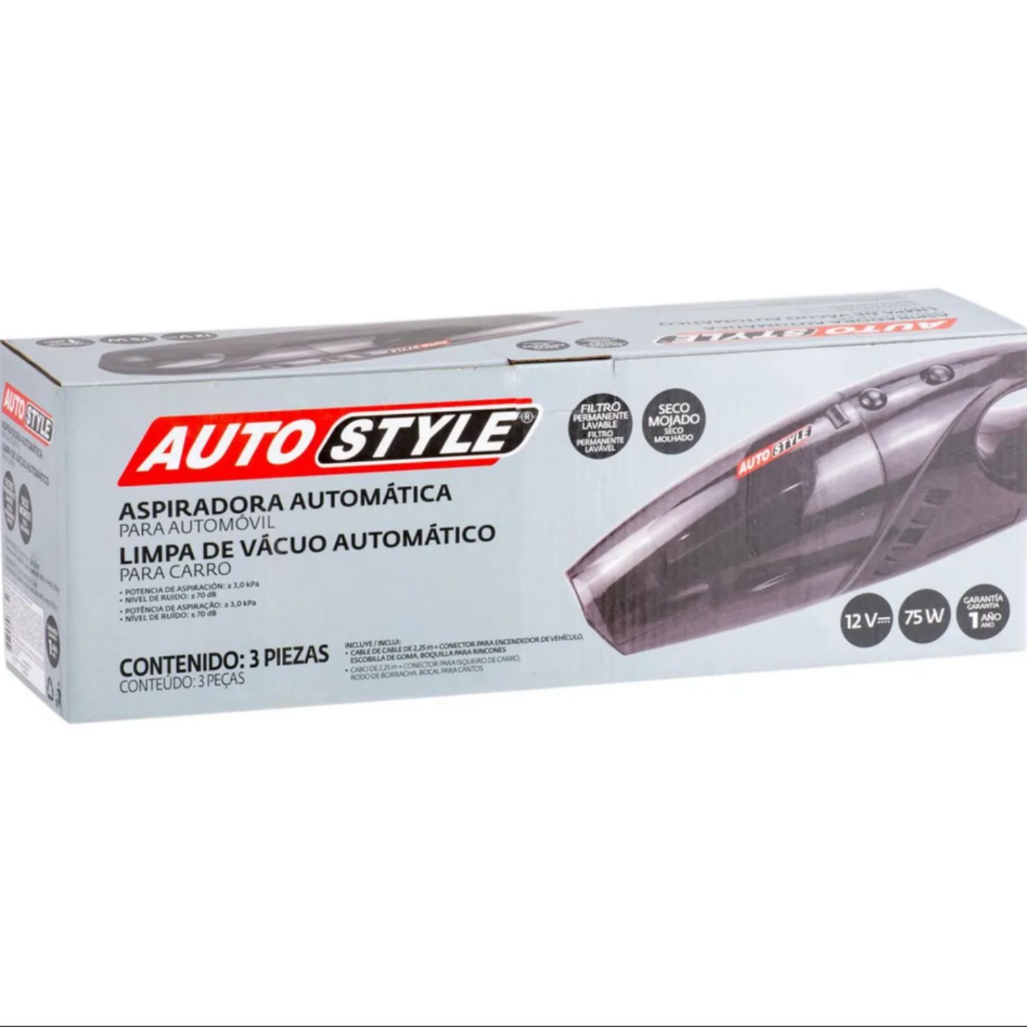 ASPIRADORA AUTOMOTRIZ AUTOSTYLE Q7003 12V CON FILTRO LAVABLE Y ACCESORIOS - 4