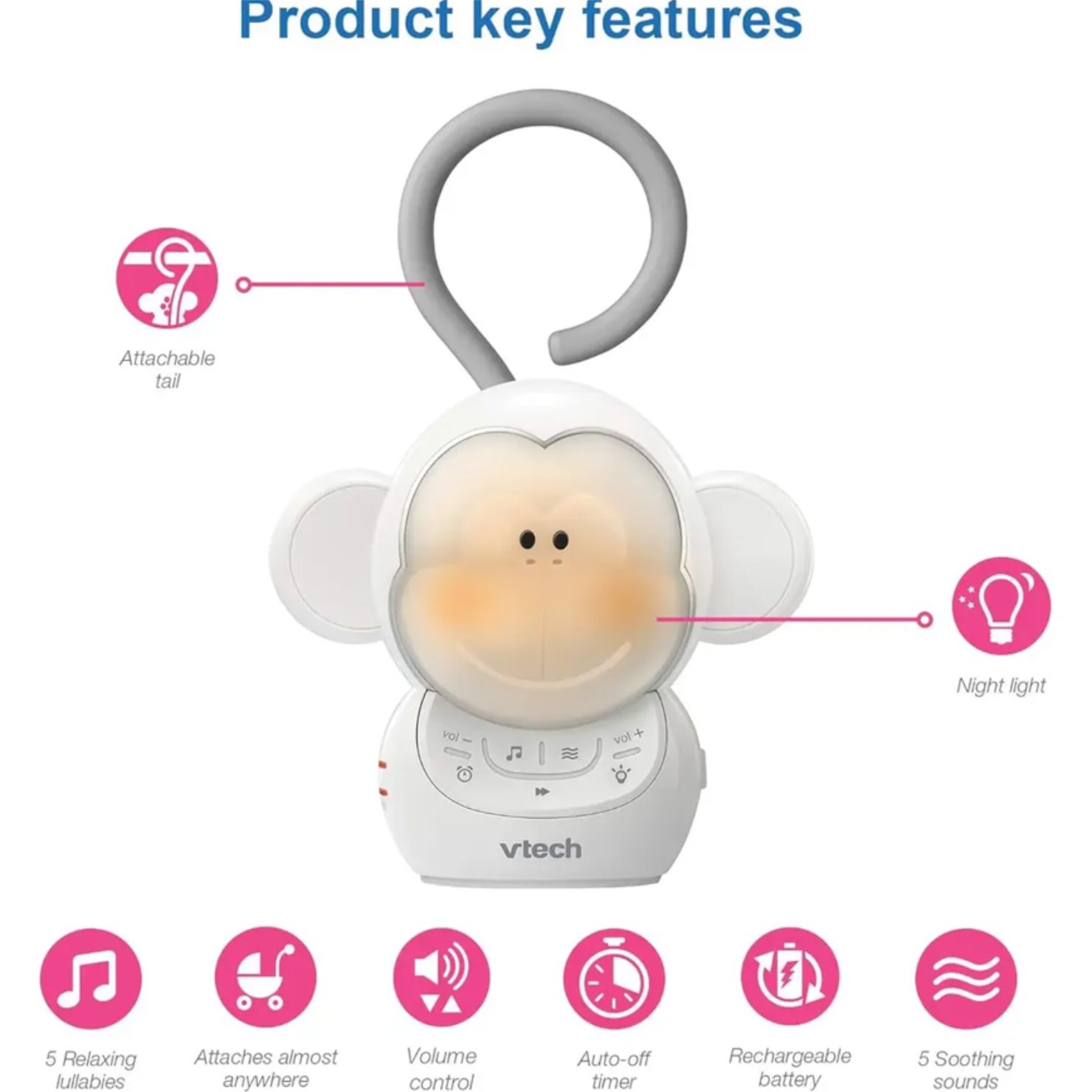 MÁQUINA DE RUIDO BLANCO VTECH BC8211 PARA BEBÉ CON 5 MELODÍAS Y 5 SONIDOS - 9