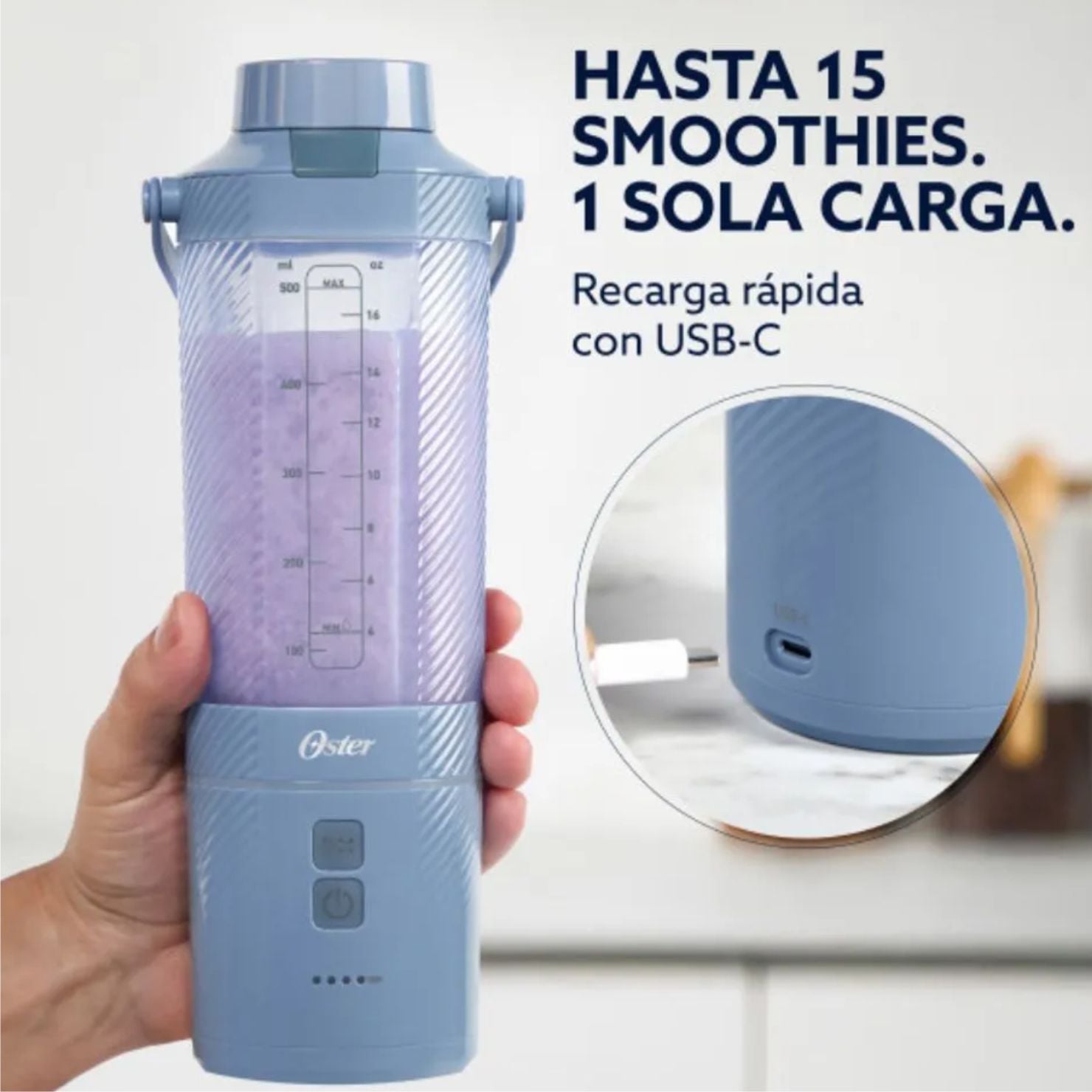 LICUADORA PORTÁTIL GOMAX 590 ML CON TECNOLOGÍA ANTIATASCO BLSTGFP-MH20-000 - 2