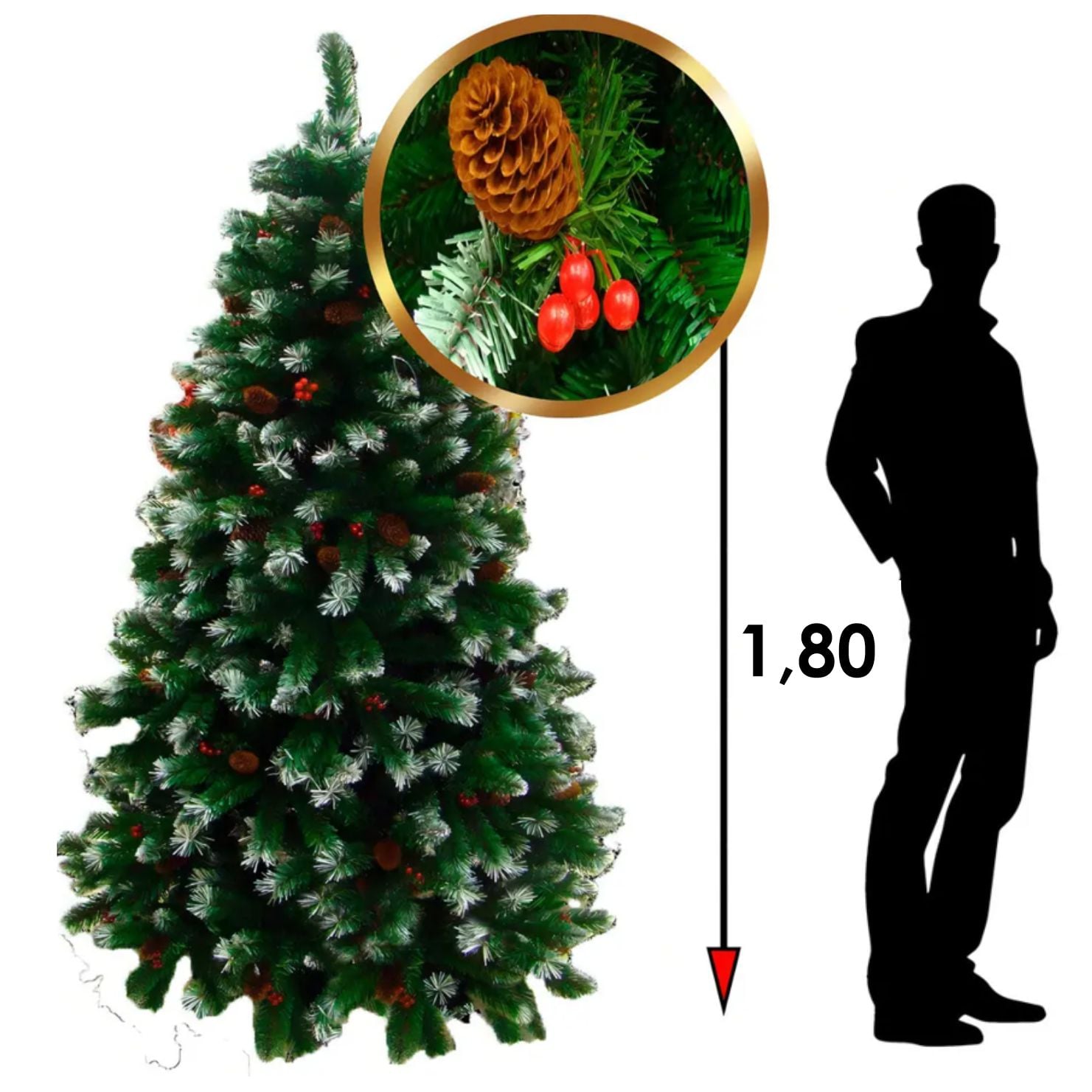 ÁRBOL NAVIDEÑO SEMINEVADO DE 1.80 METROS CON 989 RAMAS COLOR VERDE - 5