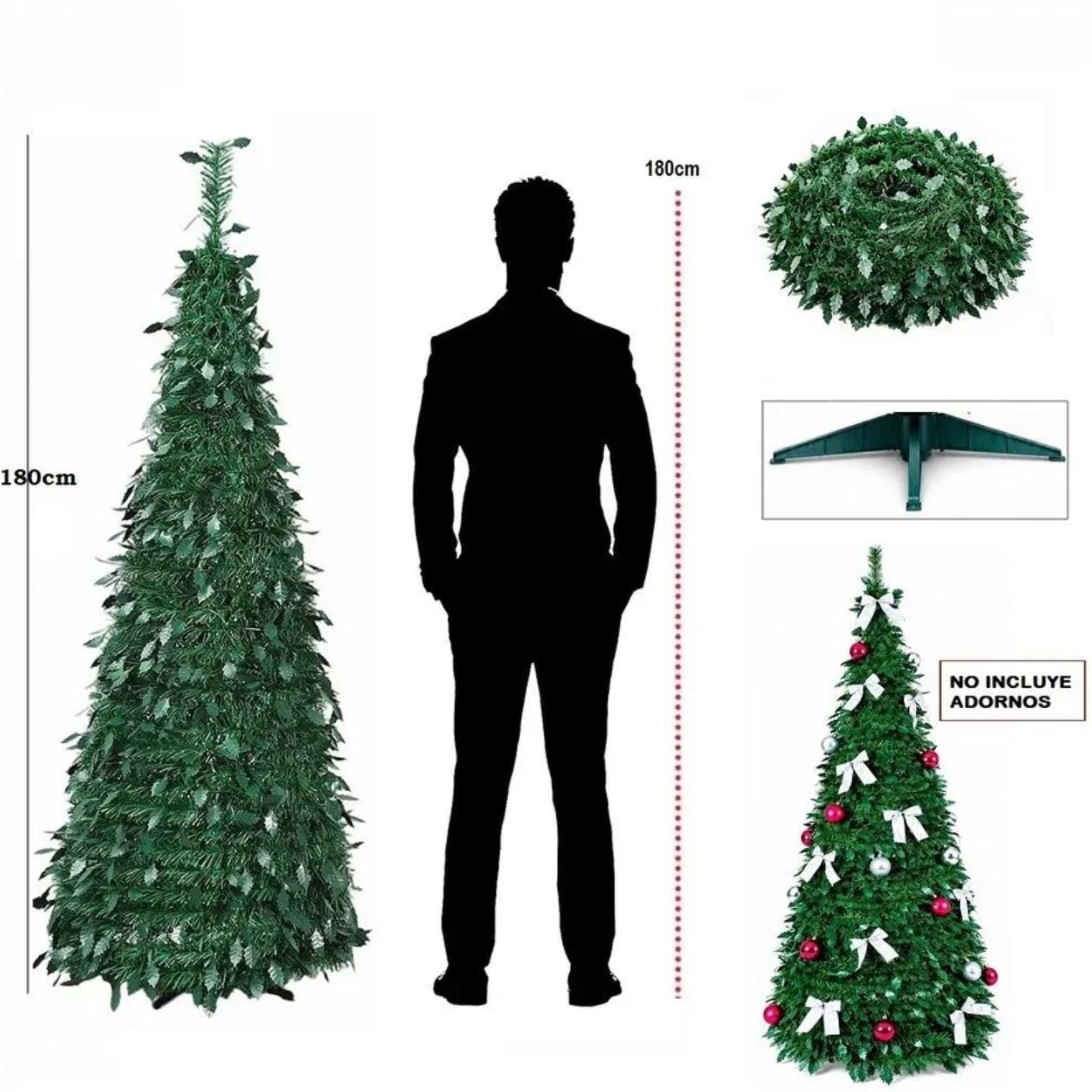 ÁRBOL DE NAVIDAD VERDE PLEGABLE DE 180 CM MODELO PLEGABLE - 2