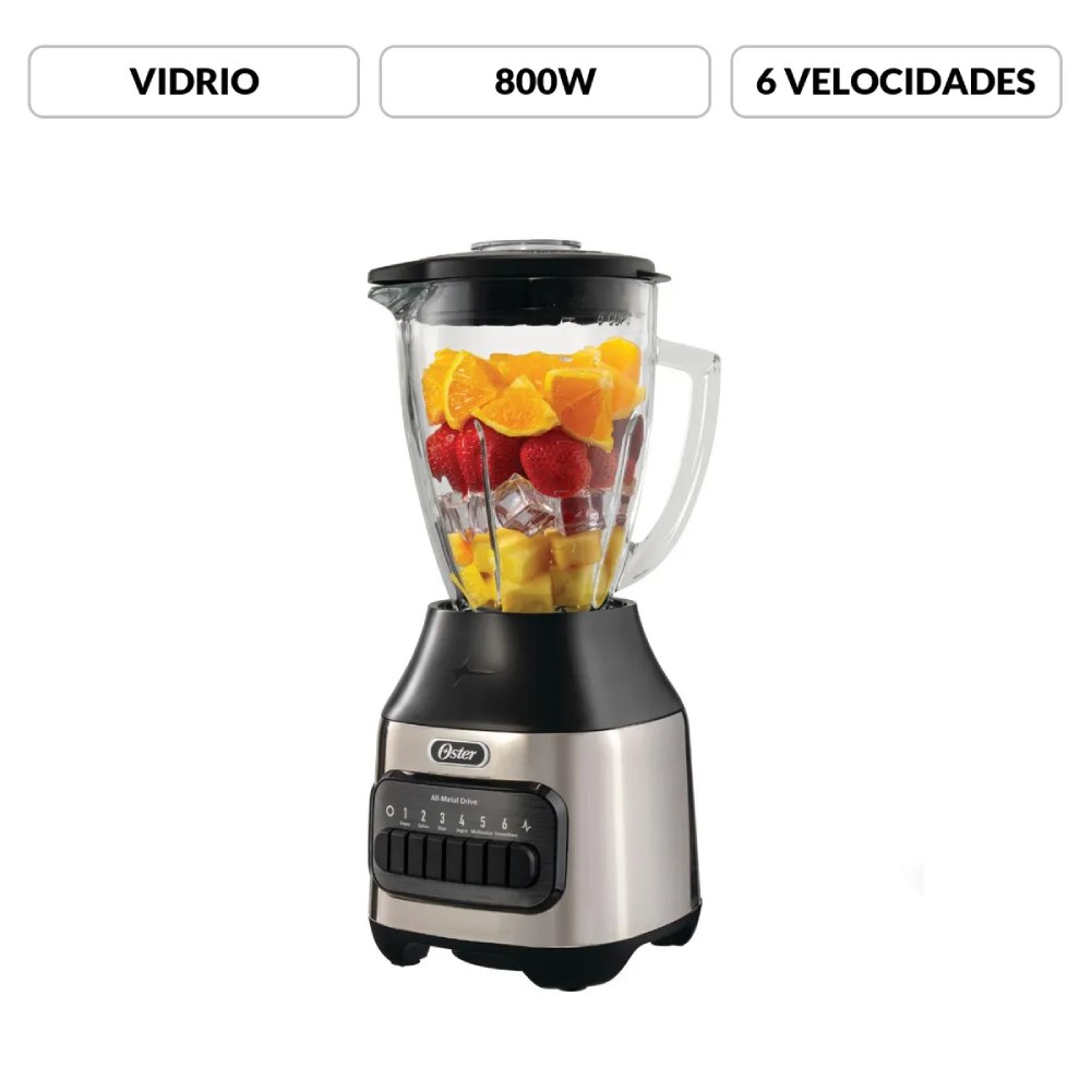 LICUADORA OSTER® CON VASO DE VIDRIO Y 6 VELOCIDADES MÁS PULSO BLSTPEG-NPB - 1