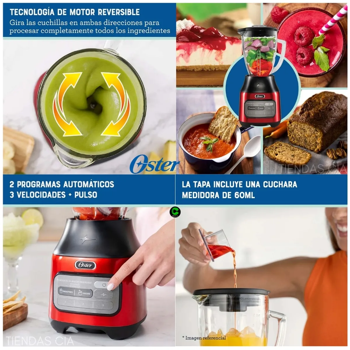 LICUADORA OSTER® CON TECNOLOGÍA REVERSIBLE 3 VELOCIDADES MÁS PULSO BLSTPEG CRT - 3