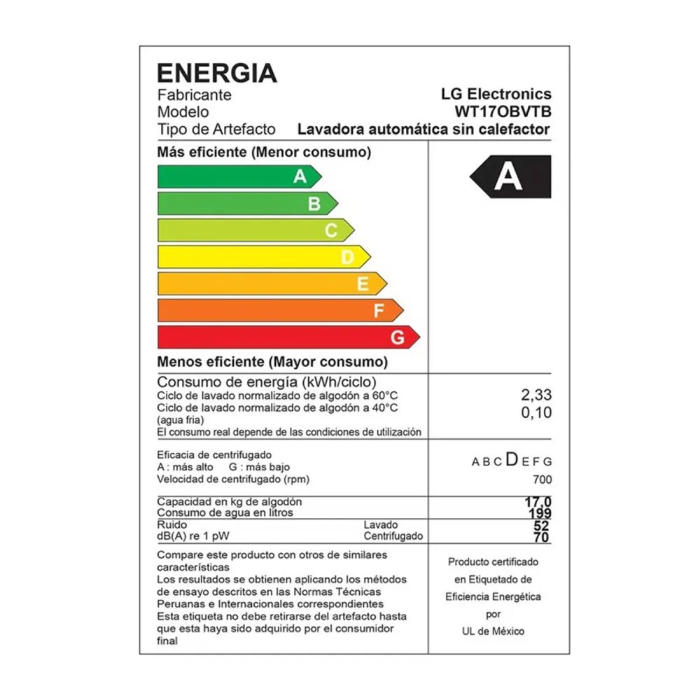 LAVADORA LG TURBODRUM CARGA SUPERIOR - WT17OBVTB 17KG - 6