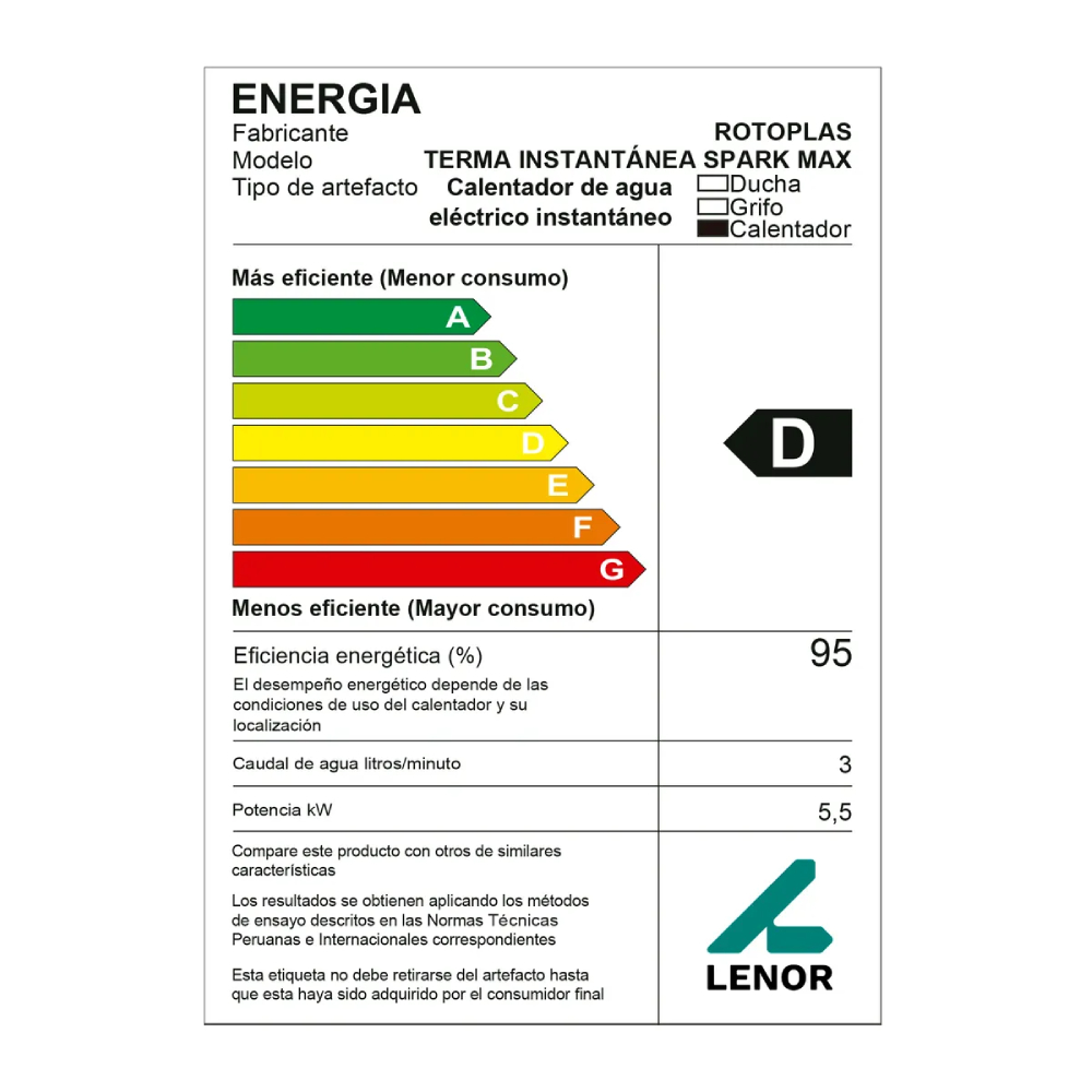 RAPIDUCHA ELÉCTRICA ROTOPLAS SPARK MAX 5500W - 5
