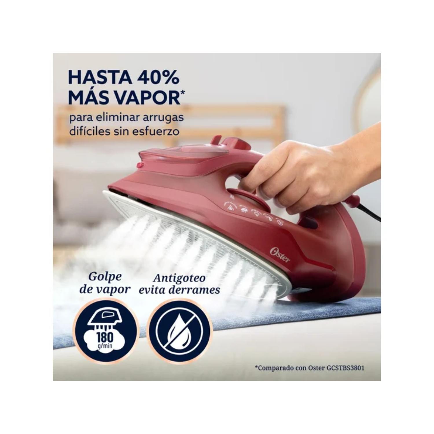 OSTER PLANCHA DE VAPOR, AEROGLIDE S7200, ROJO, GCSTAC7201-053 - 3