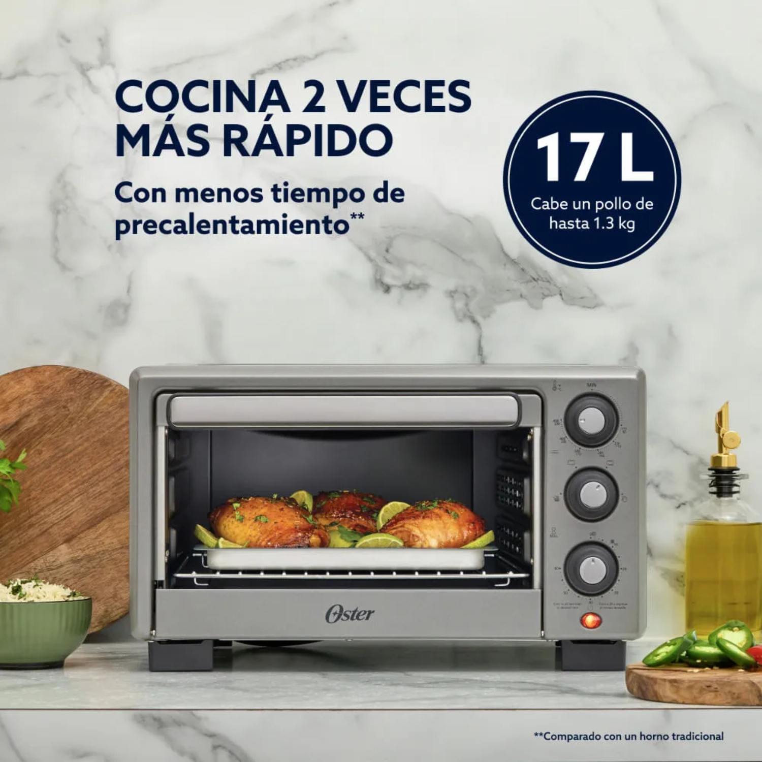HORNO ELÉCTRICO OSTER 17L CON FREIDORA AIRE Y DIAMONDFORCE - 2