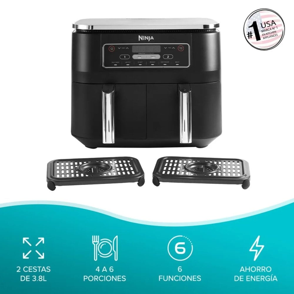 FREIDORA DE AIRE DOBLE NINJA 6 EN 1 DE 7.6L - AF300EU - 2