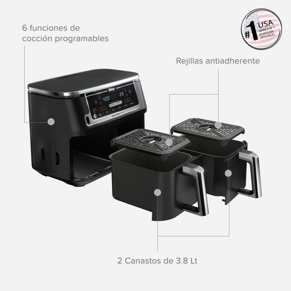 FREIDORA DE AIRE DOBLE NINJA 6 EN 1 DE 7.6L - AF300EU - 6