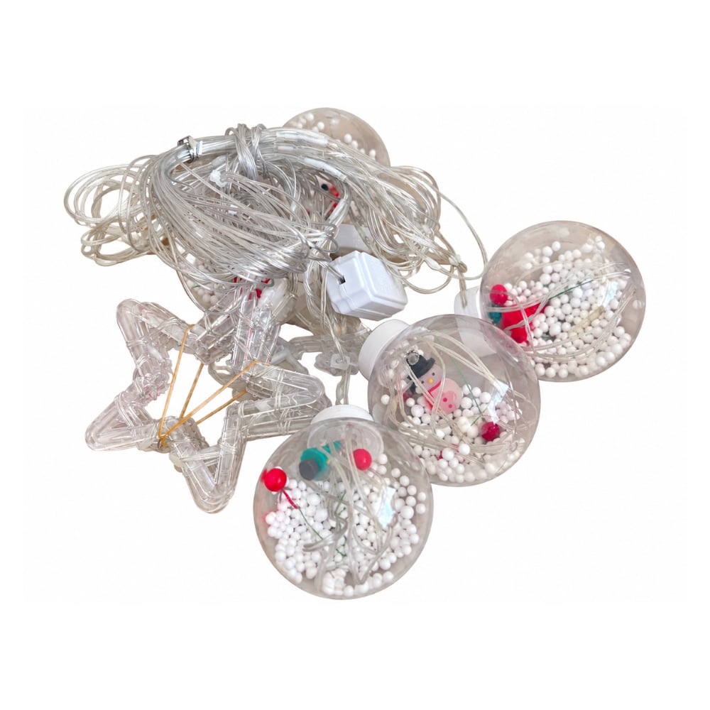 LUCES LED NAVIDEÑAS CORTINA 3 METROS – 5 BOLAS CON CONTENIDO NAVIDEÑO + 5 ESTRELLAS - 3