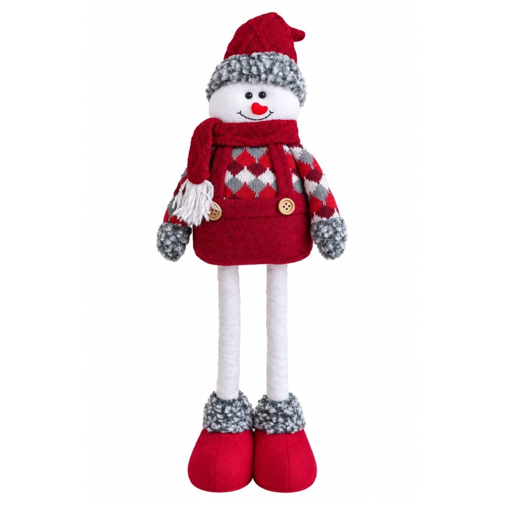 MUÑECO NAVIDEÑO PATILARGA 30-50 CM – HOMBRE DE NIEVE ROJO CLASICO - 1