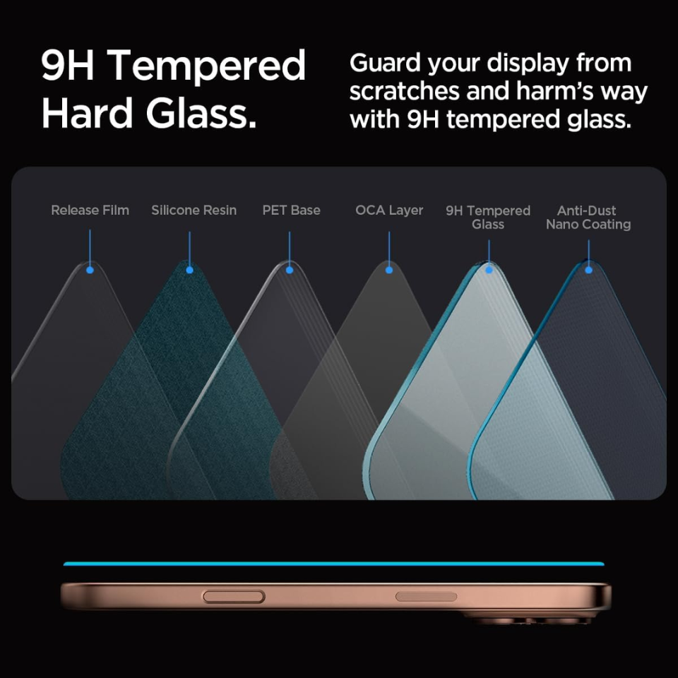 VIDRIO TEMPLADO PARA IPHONE 17 PRO MAX SPIGEN (2UN) - 4