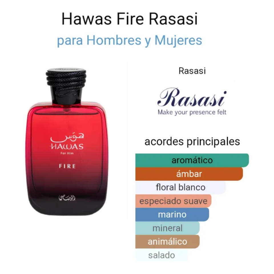 PERFUME HAWAS FIRE PARA HOMBRE DE RASASI EDP 100ML - 2