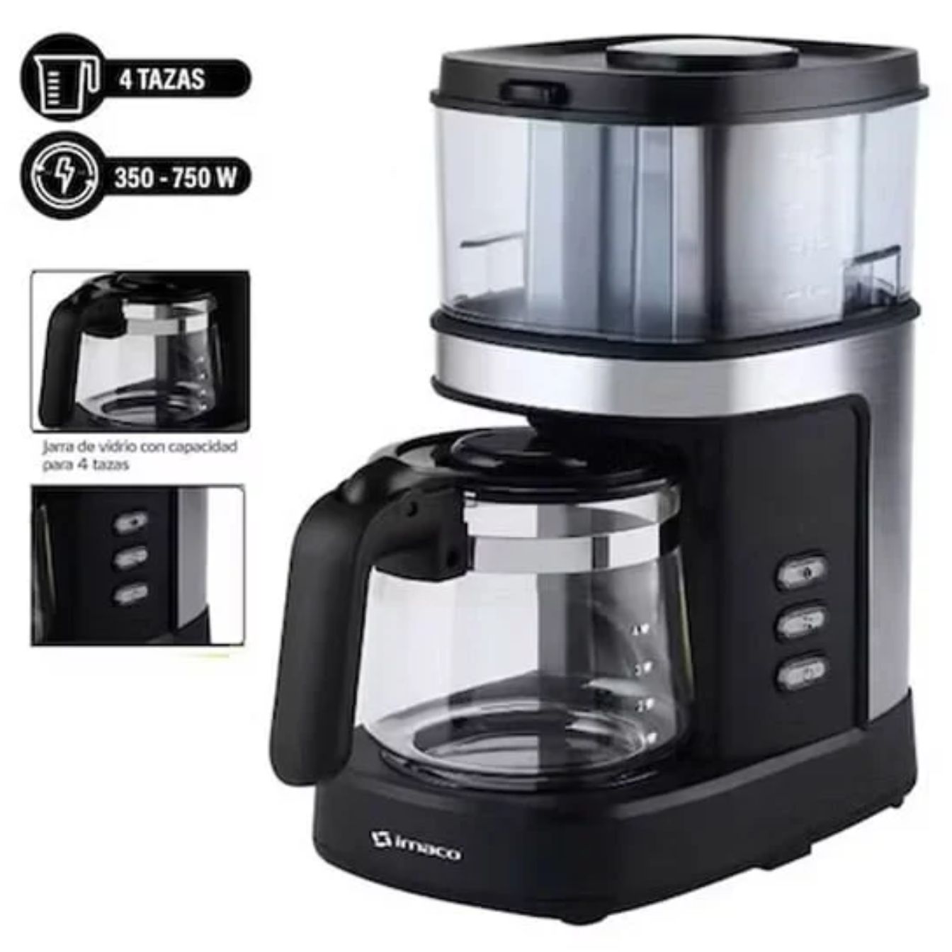 CAFETERA CON MOLEDOR DE CAFÉ IMACO ICMG4070 EXPRESSO 750W - 1