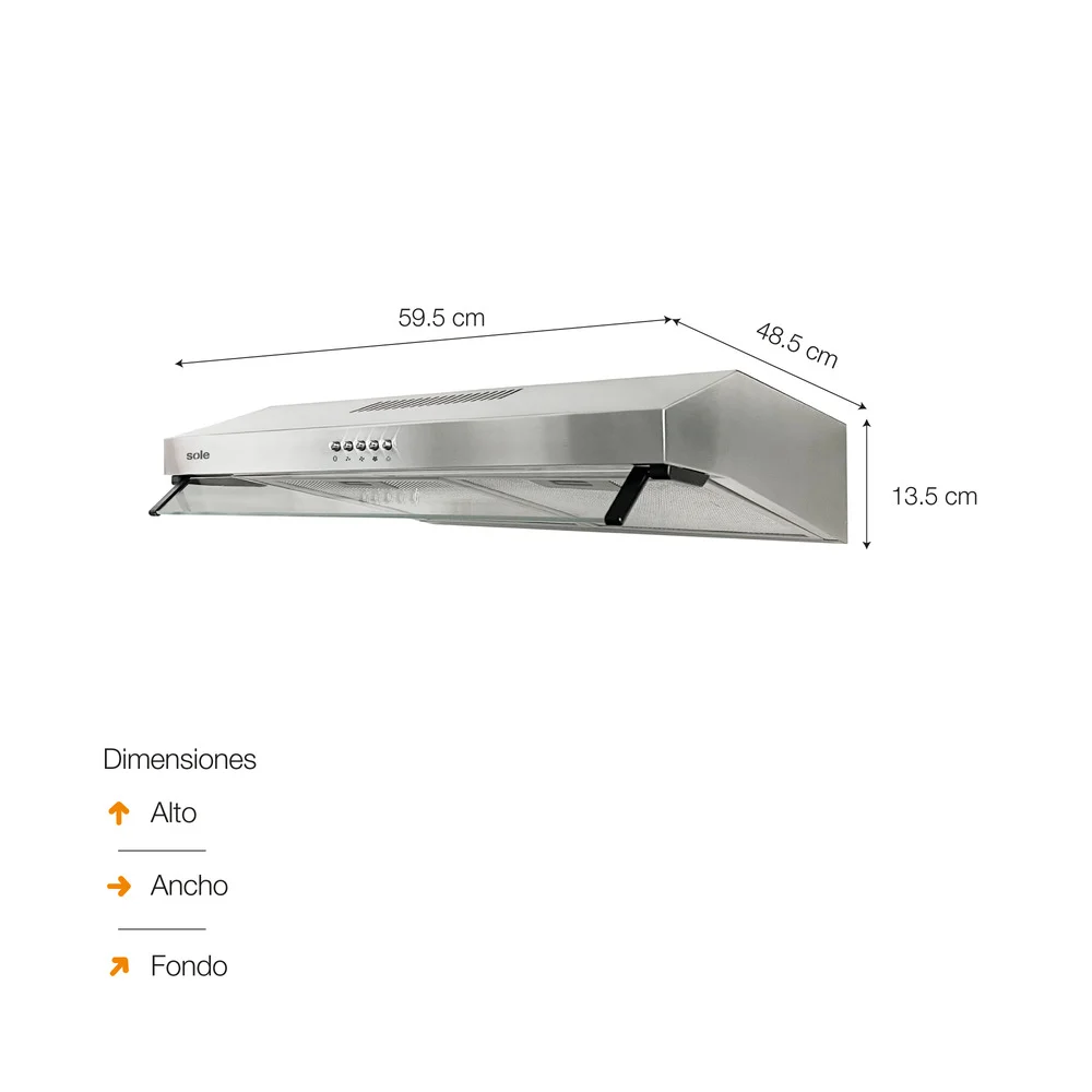 CAMPANA EXTRACTORA ROMA SOLE ACERO INOXIDABLE 60CM TURE15C0V2 - 3