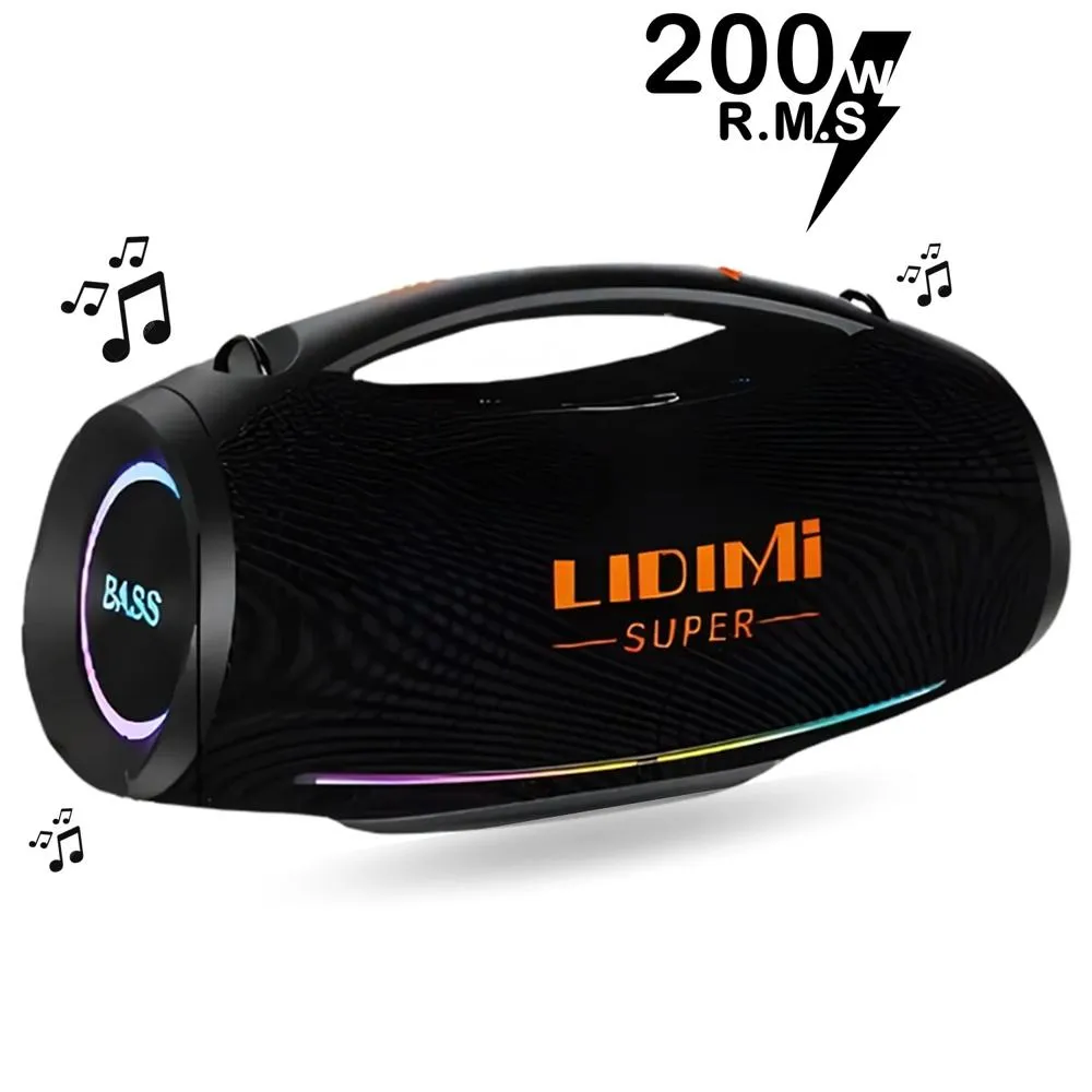 LIDIMI SUPER D-S686 200W – PARLANTE BLUETOOTH RECARGABLE CON BATERÍA DE LARGA DURACIÓN Y CONECTIVIDAD USB/AUX - 1