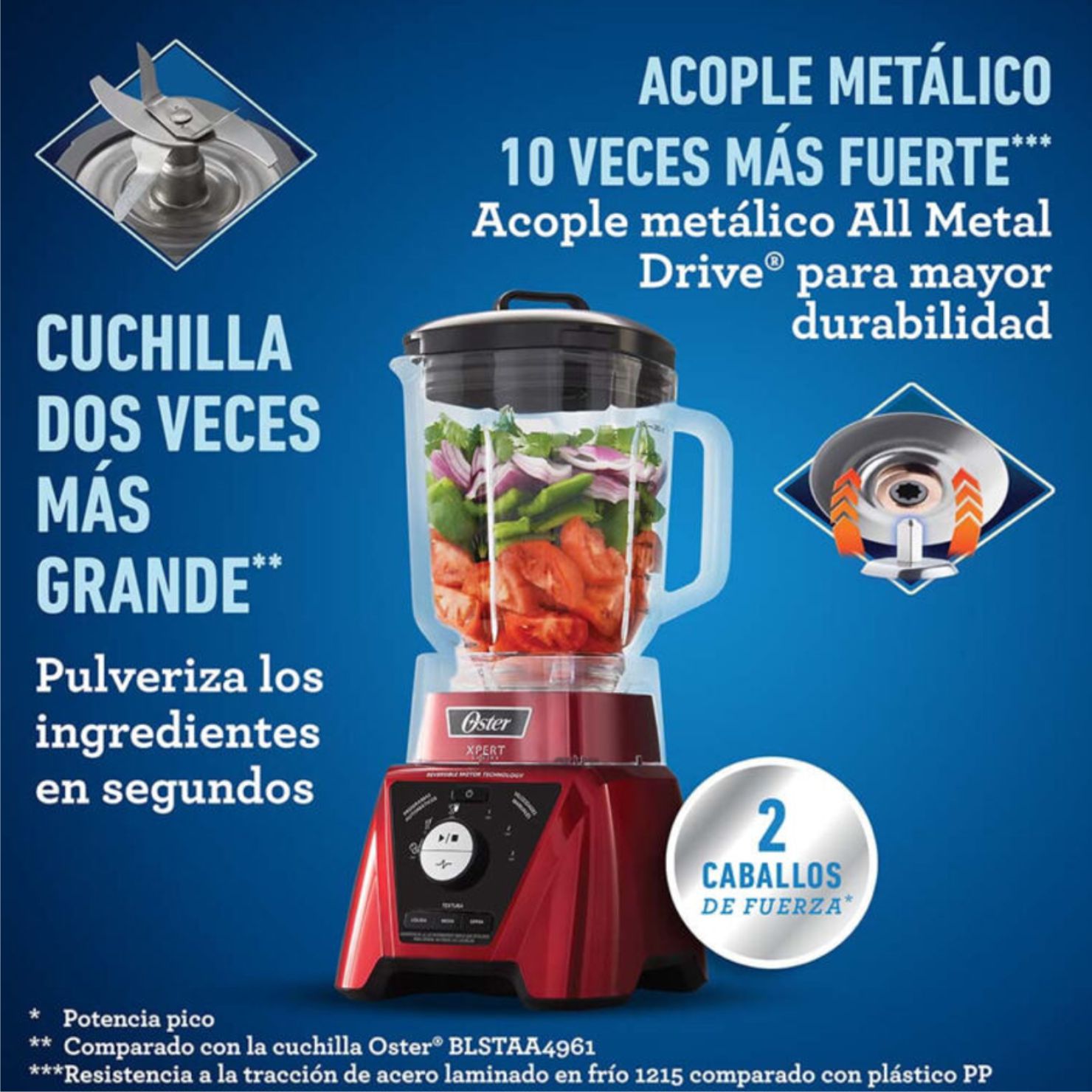 LICUADORA OSTER XPERT SERIES BLST3BRPG053 ROJA CON VASO BLEND N GO - 4