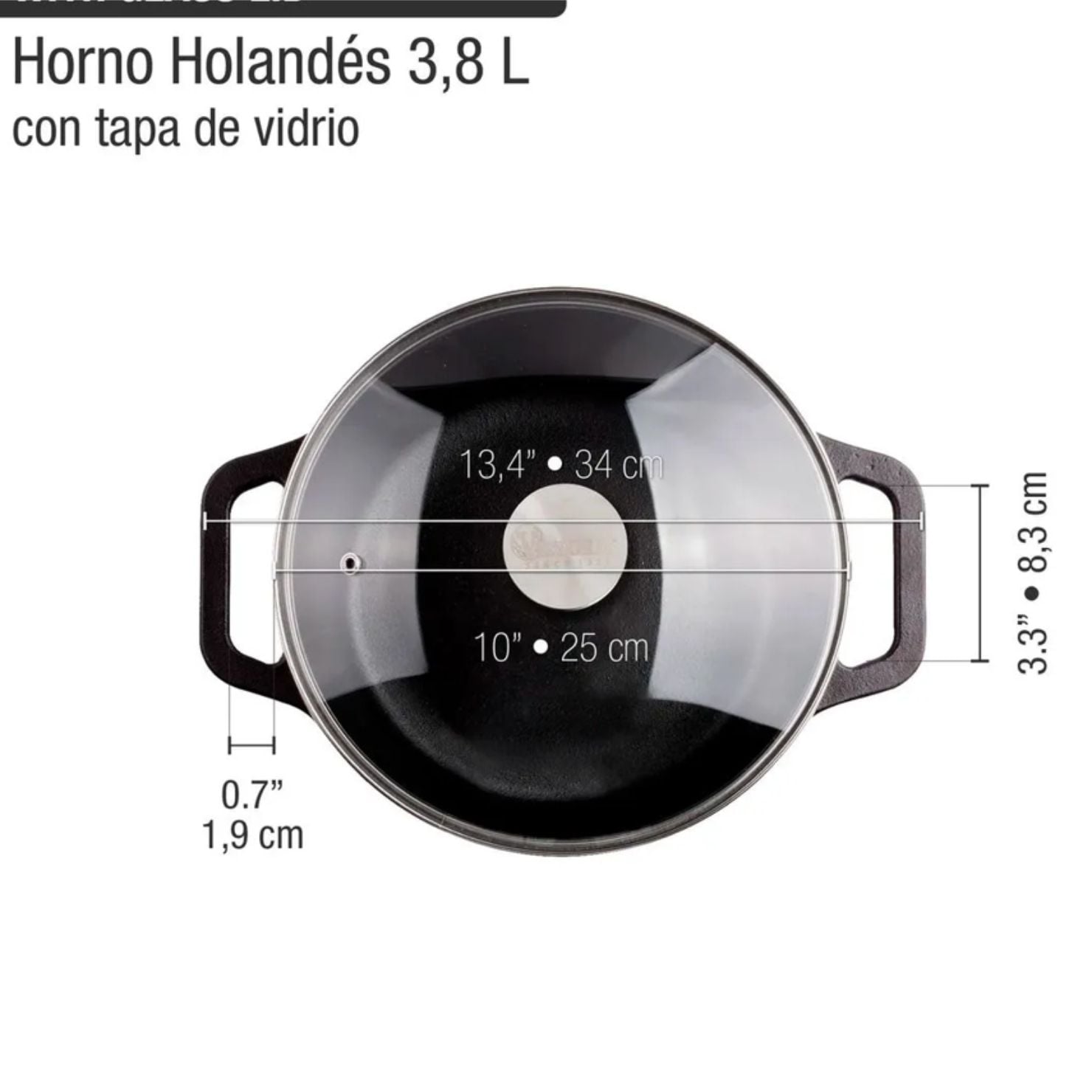 OLLA HORNO HOLANDES HIERRO FUNDIDO ESMALTADO 38 LITROS CON TAPA DE VIDRIO - 4