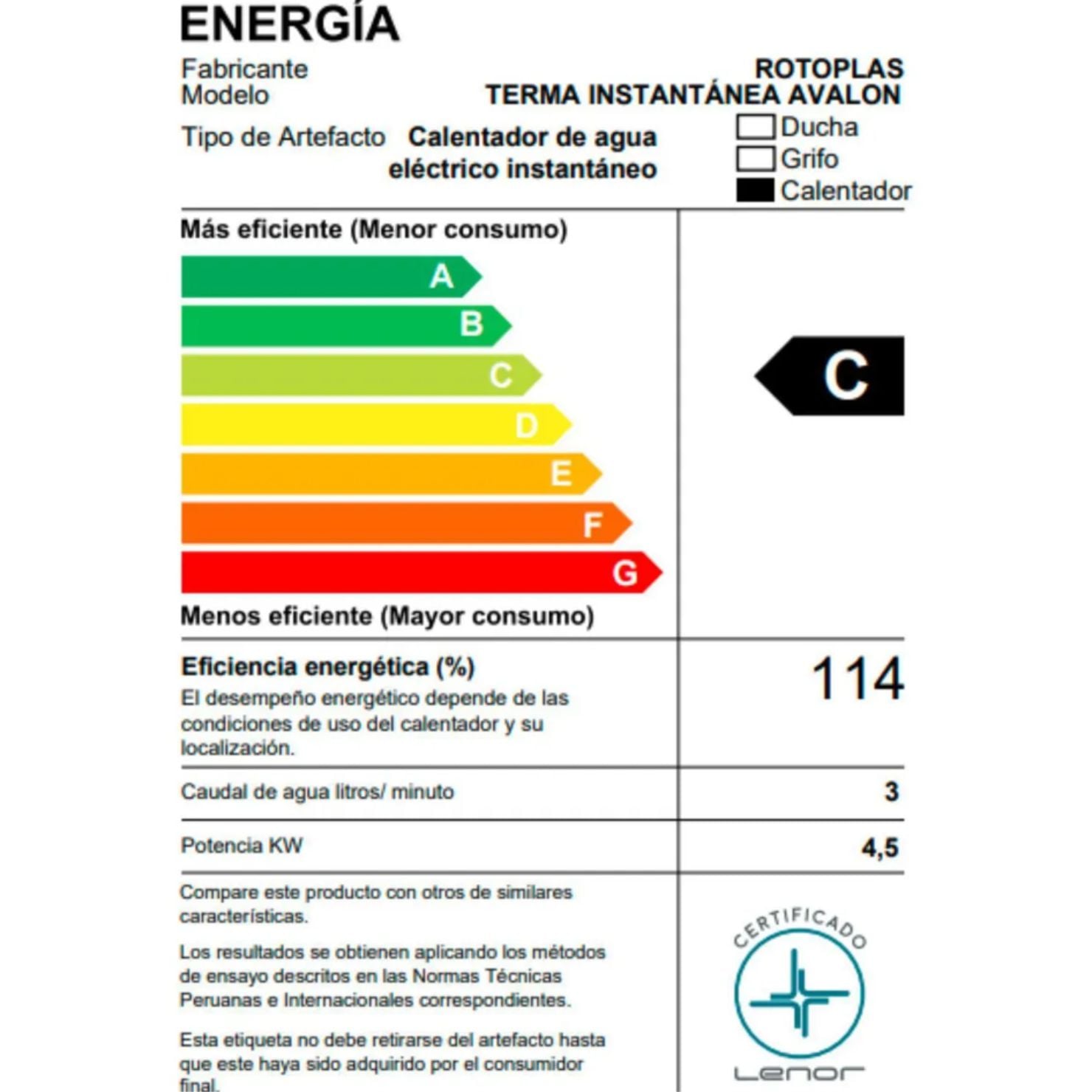 RAPIDUCHA ROTOPLAS AVALON ELECTRICA INSTANTANEA - 4