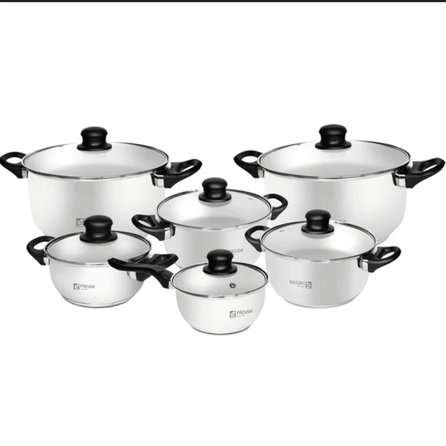 SET DE OLLAS FACUSA HOGAR 12 PIEZAS CON TAPA DE VIDRIO - 1