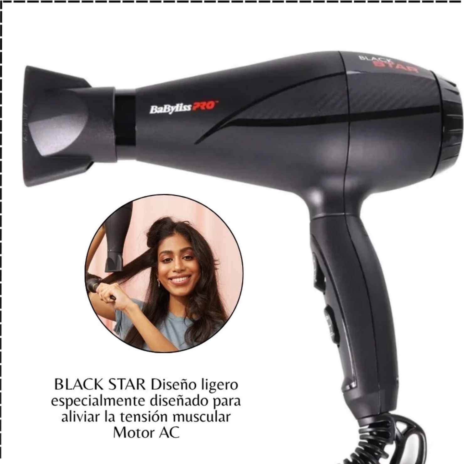 SECADORA PROFESIONAL BABYLISSPRO BLACK STAR B6200PE NEGRO - 2