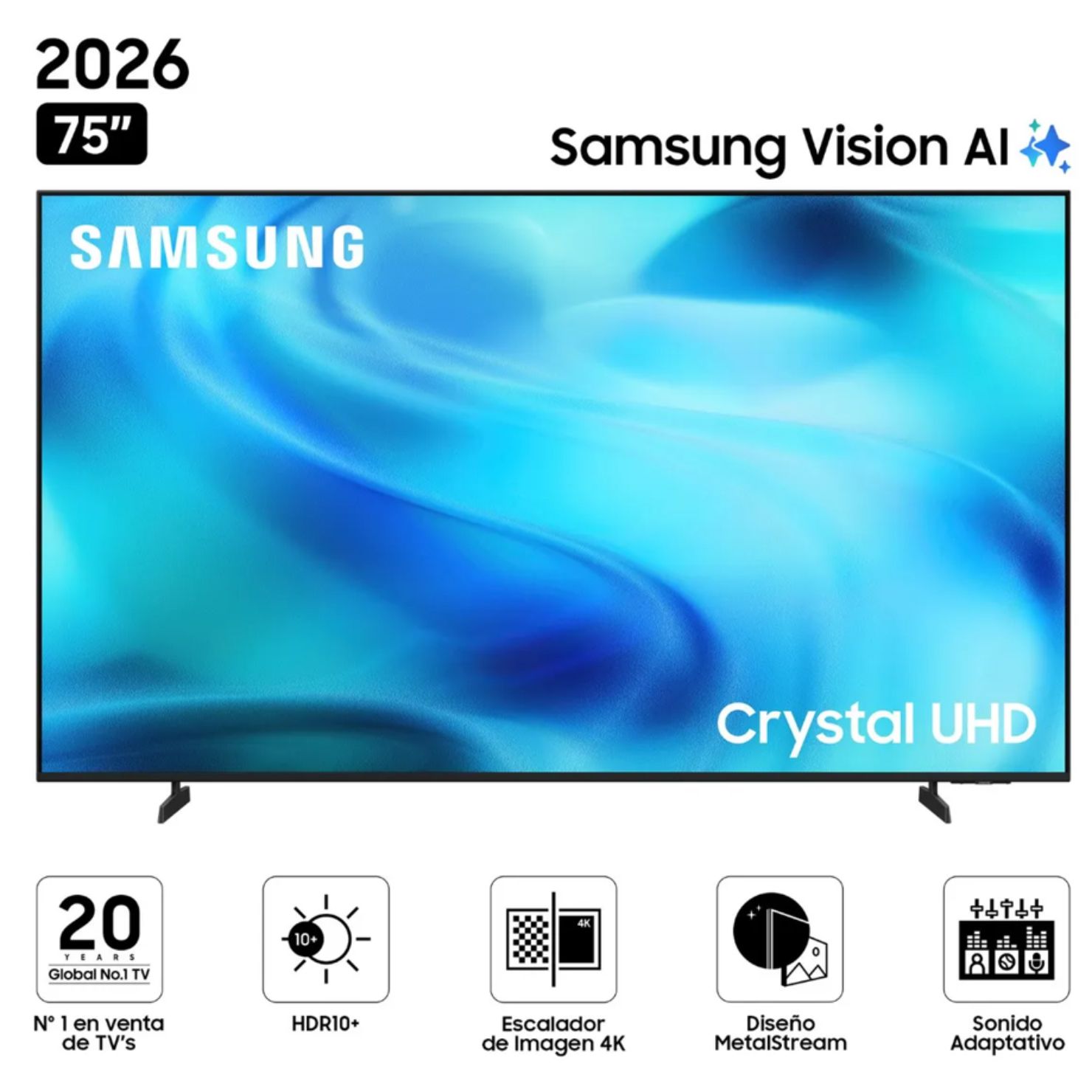 TELEVISOR SAMSUNG 75 PULGADAS CRYSTAL UHD 4K VISION AI SMART TV UN75U8000HGXPE - 1