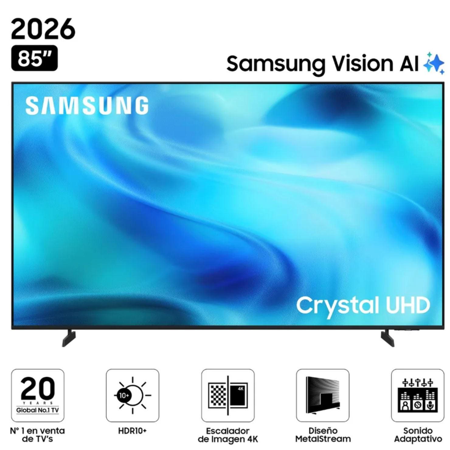 TELEVISOR SAMSUNG 85 PULGADAS CRYSTAL UHD 4K VISION AI SMART TV UN85U8000HGXPE - 1