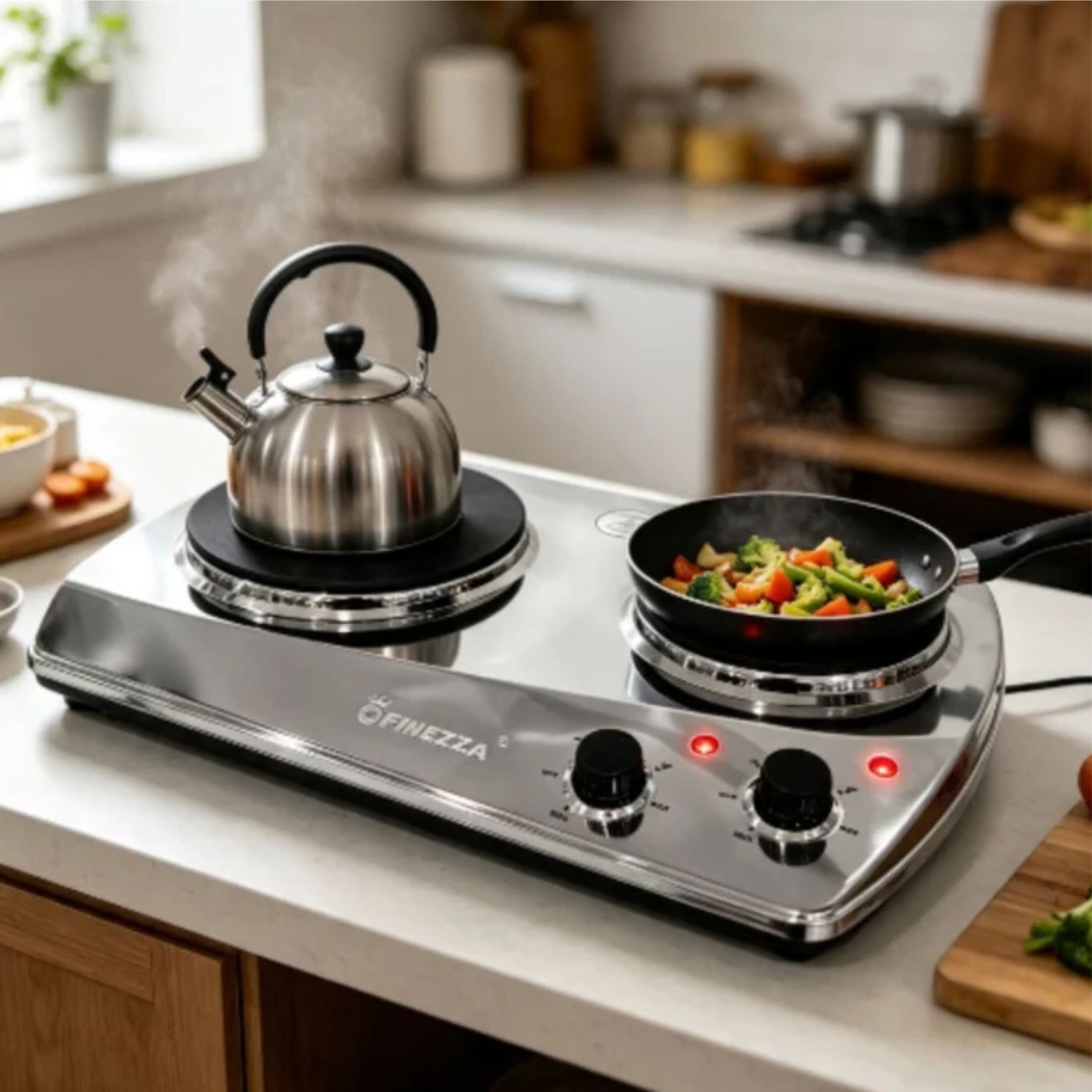 COCINA ELÉCTRICA FINEZZA 2 HORNILLAS FZ-203D3CH ACERO - 4