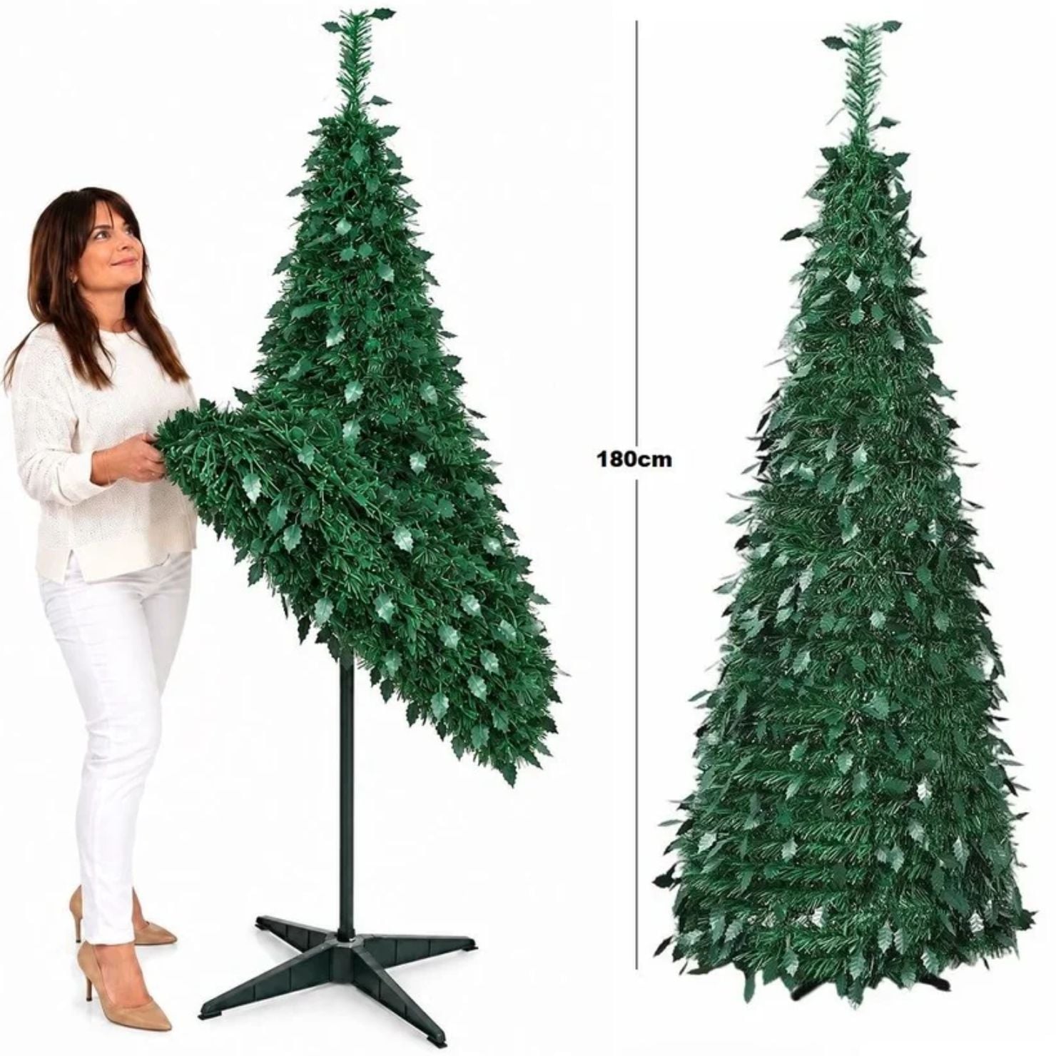 ÁRBOL NAVIDEÑO PLEGABLE VERDE DE PISO DE 1.80 M MODELO PLEGABLE - 4