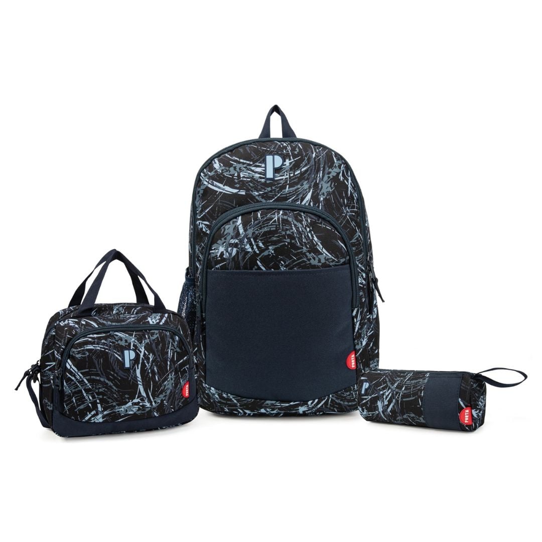 TRIPACK PORTA MOCHILA LONCHERA CARTUCHERA CARORA - 1