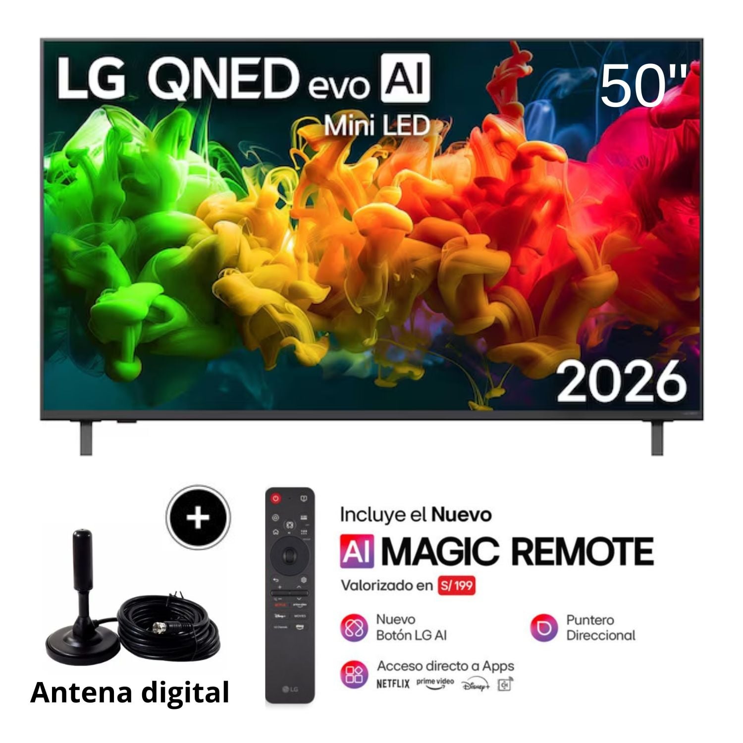 TELEVISOR LG 50" AI QNED EVO MINI LED 4K SMART TV 50QNED80BSG - 2026 - 1