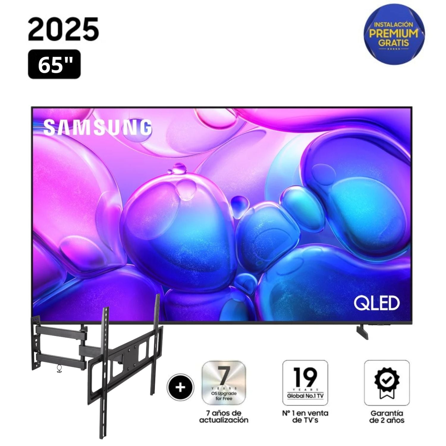 TELEVISOR SAMSUNG QLED 65 SMART TV 4K QN65Q6FA + RACK GIRATORIO - 1