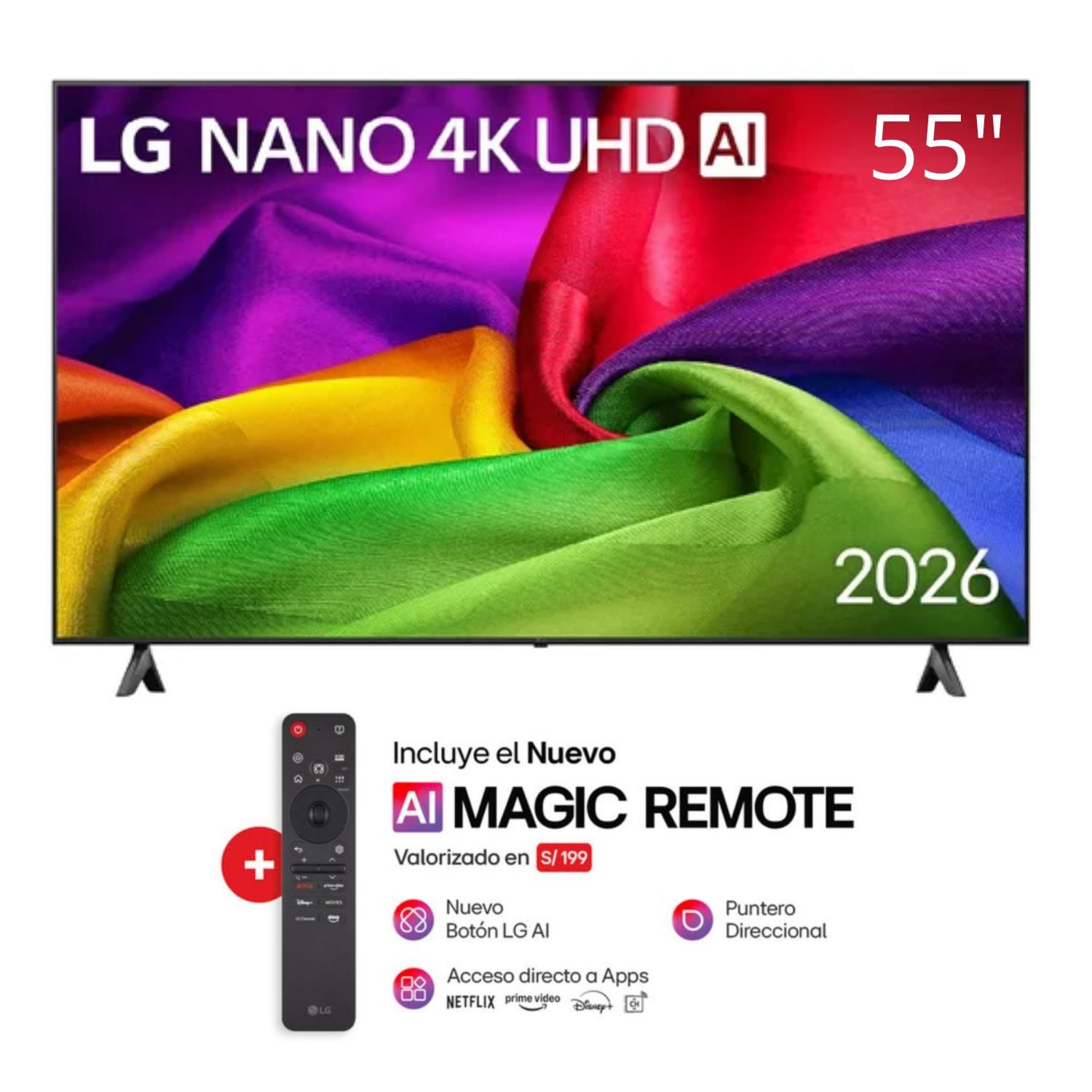 TELEVISOR LG 55' NANO 4K UHD AI SMART TV 55NU800BPSB - 2026 - 1