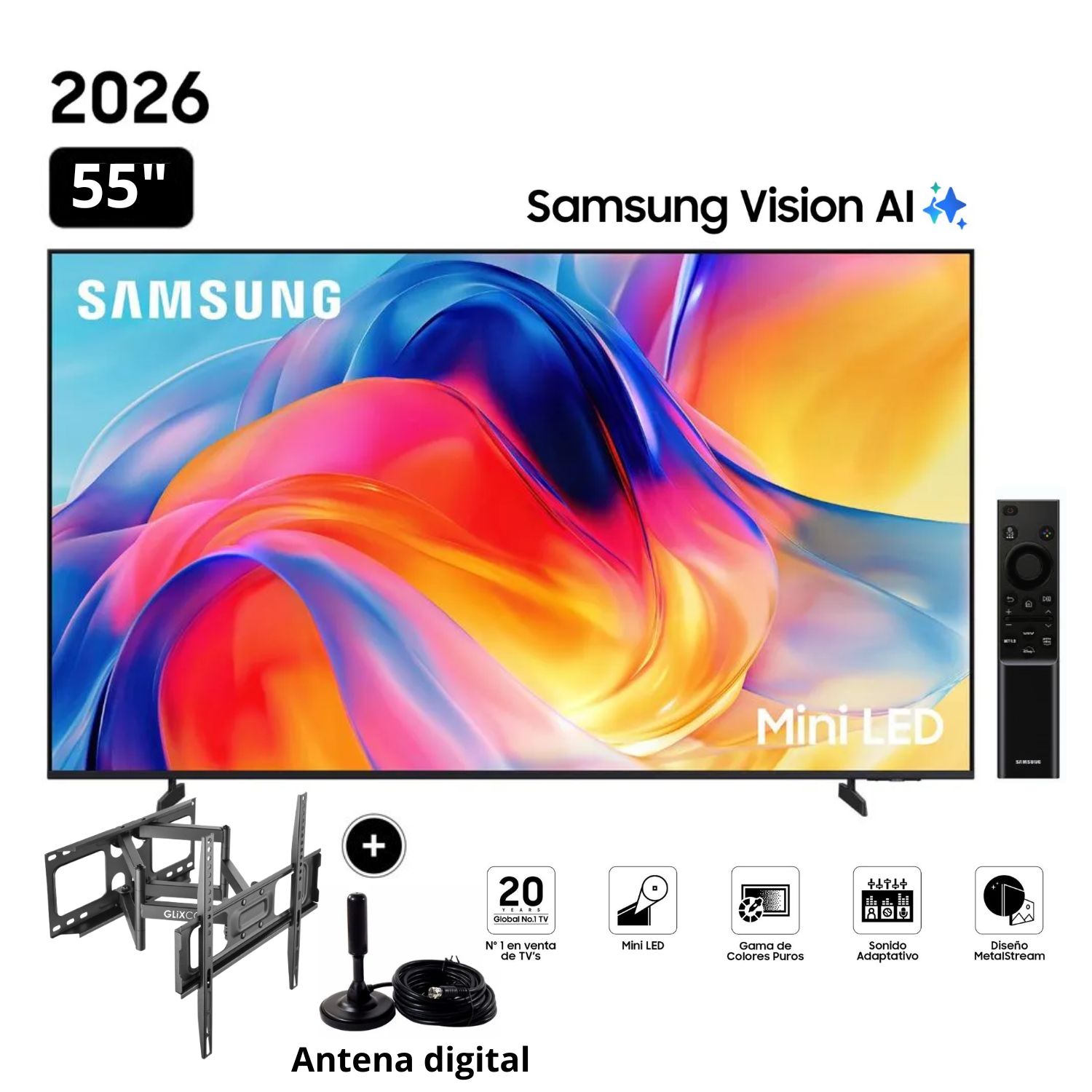 TELEVISOR SAMSUNG 55' MINI LED 55M70H VISION AI SMART TV + RACK GIRATORIO - 1