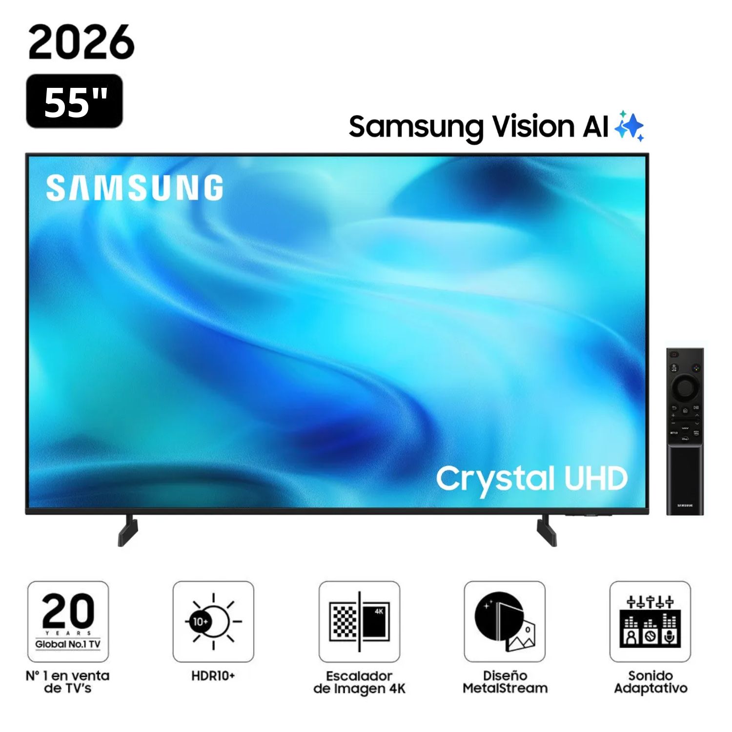 TELEVISOR SAMSUNG 55' SMART TV CRYSTAL UHD 4K UN55U8000H - NUEVO 2026 - 1