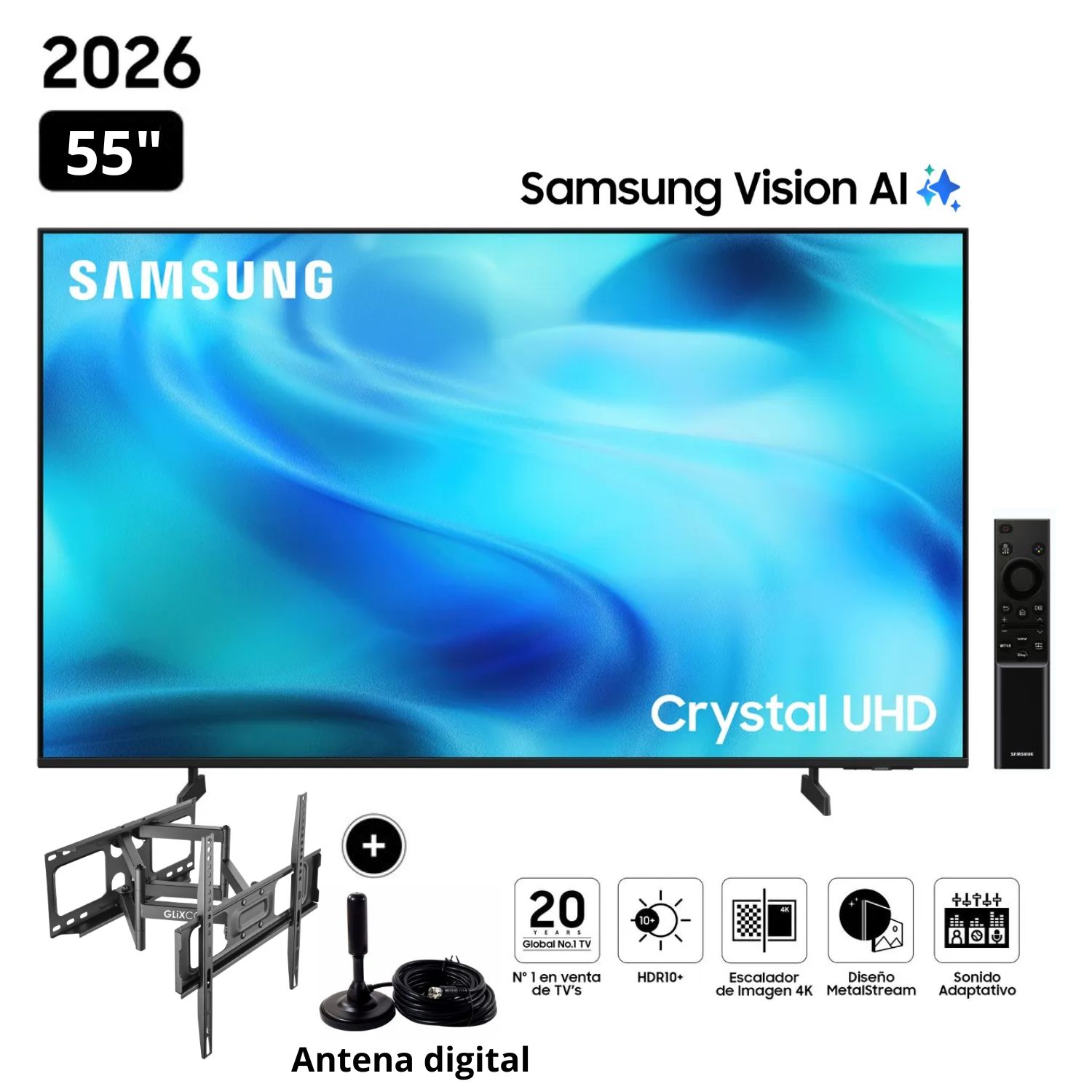 TELEVISOR SAMSUNG 55 SMART TV CRYSTAL UHD 4K UN55U8000H + RACK GIRATORIO - 1