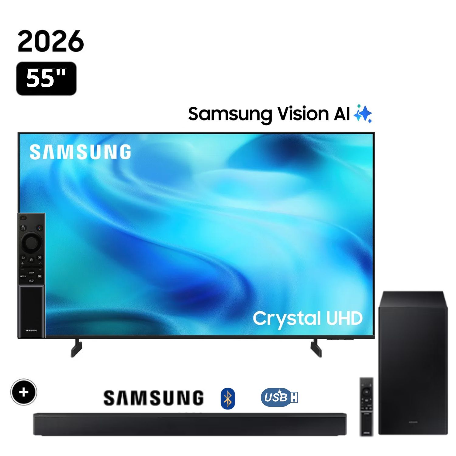 TELEVISOR SAMSUNG 55 SMART TV CRYSTAL UHD 4K UN55U8000H + SOUNDBAR HW-B450F - 1