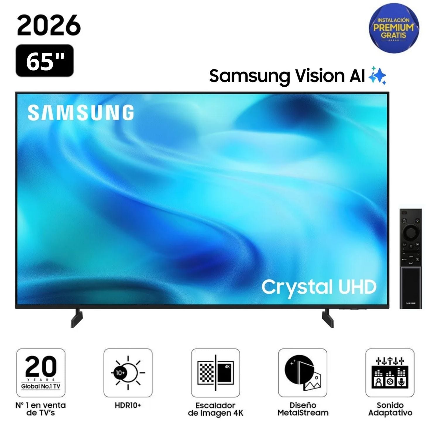 TELEVISOR SAMSUNG 65' SMART TV CRYSTAL UHD 4K UN65U8000H - NUEVO 2026 - 1