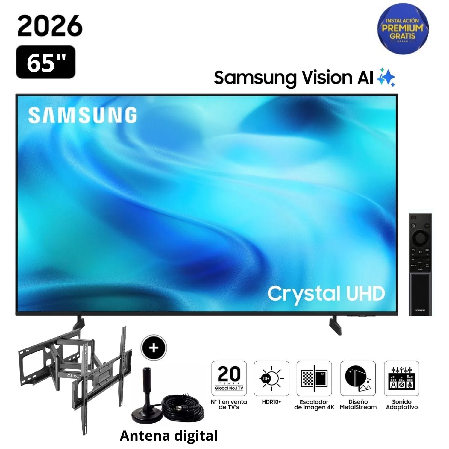 TELEVISOR SAMSUNG 65' SMART TV CRYSTAL UHD 4K UN65U8000H - RACK GIRATORIO - 1