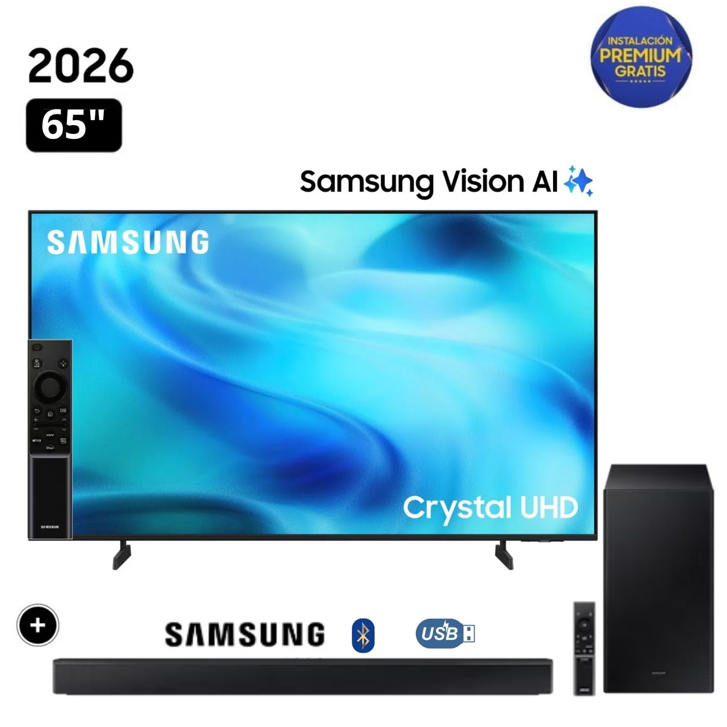 TELEVISOR SAMSUNG 65' SMART TV CRYSTAL UHD 4K UN65U8000H + SOUNDBAR HW-B450F - 1