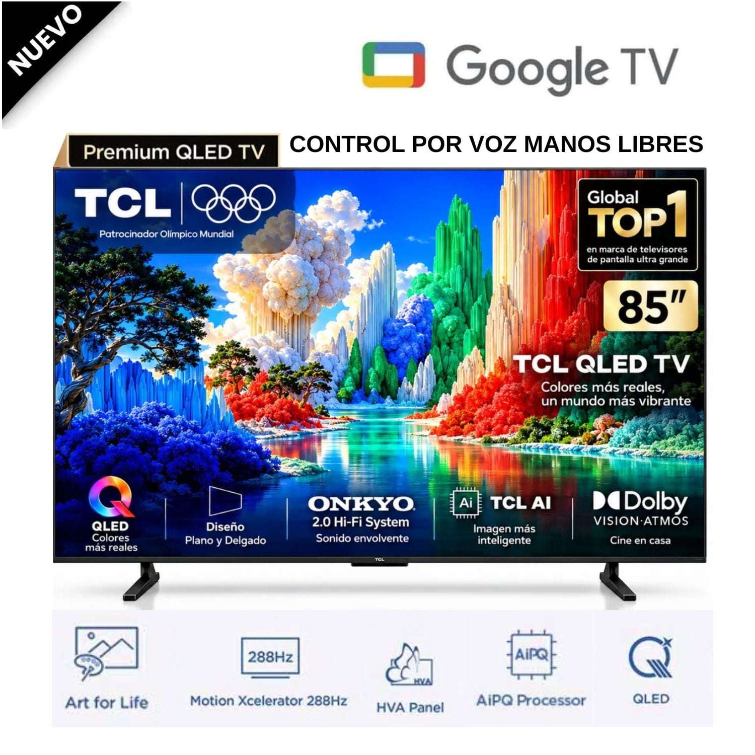 TELEVISOR TCL QLED PREMIUM 85' UHD 4K SMART TV 85A400 144HZ GOOGLE TV - 1