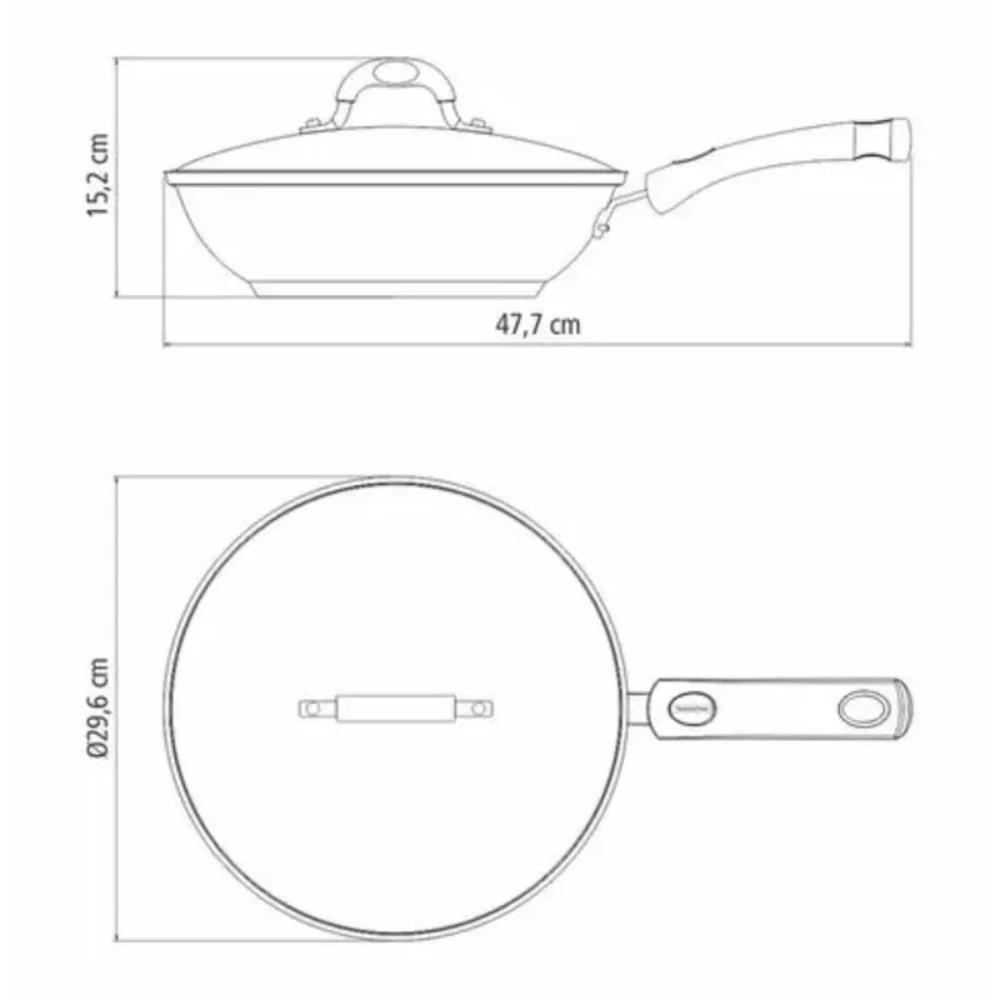 SARTÉN WOK CON TAPA 28 CM SOLAR SILICONE - 62138/280 TRAMONTINA - 2