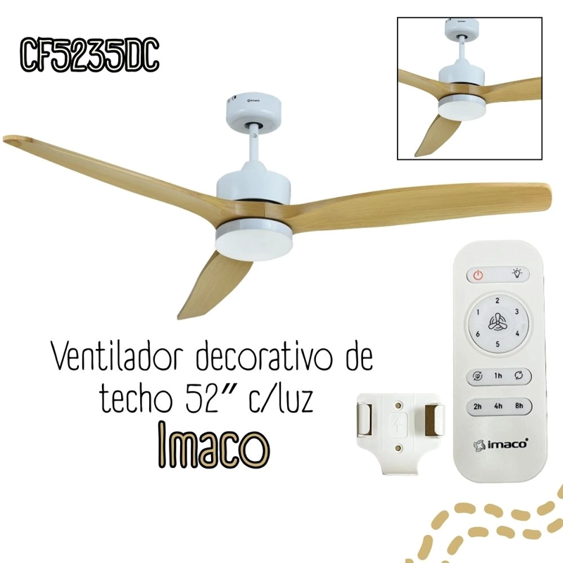 VENTILADOR DE TECHO 52 CON LUZ Y CONTROL REMOTO IMACO CF5235DC - 2
