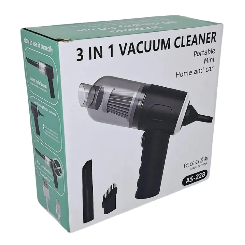 ASPIRADORA INALÁMBRICA RECARGABLE PARA CARRO 3 EN 1 AS-228 - 1