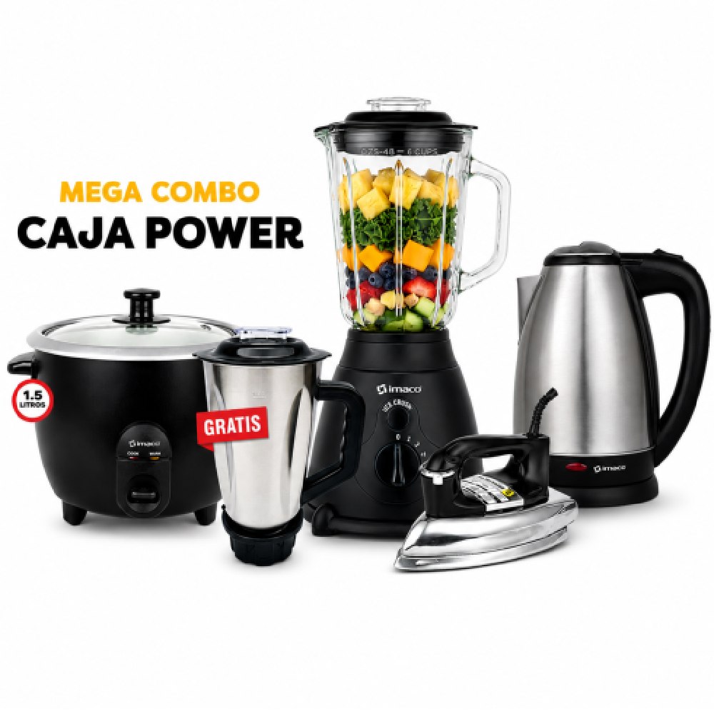 LICUADORA 450W 1.5L BLS509N + PLANCHA PESADA I 1700 + OLLA IMACO 1.5L RC15N + HERVIDOR 1.8L KE1801 - 1