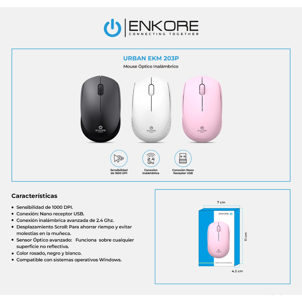 MOUSE INALÁMBRICO URBAN EKM 203W ENKORE - 2
