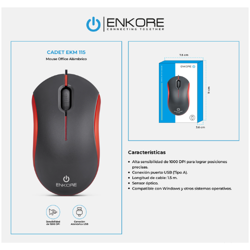 MOUSE USB CADET EKM 115 - ENKORE - 3