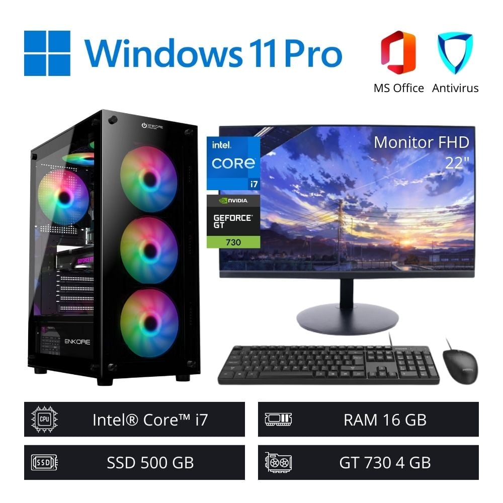COMPUTADORA PC INTEL CORE I7 3,80 GHZ 16GB RAM 500GB NVIDIA 4GB + MONITOR 22' FHD - 1