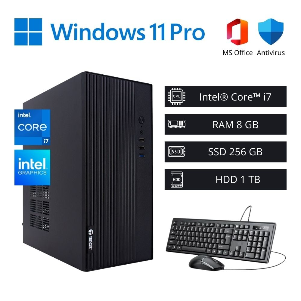 Computadora PC Intel Core i7 3,80 GHz 8GB RAM 256GB SSD + 1TB HDD - 1