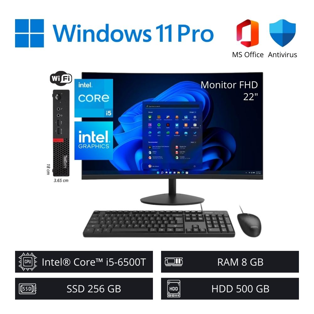 CPU MINI HP 400 G6 CI5 10MA GEN 16GB RAM 256GB SSD + MONITOR LED